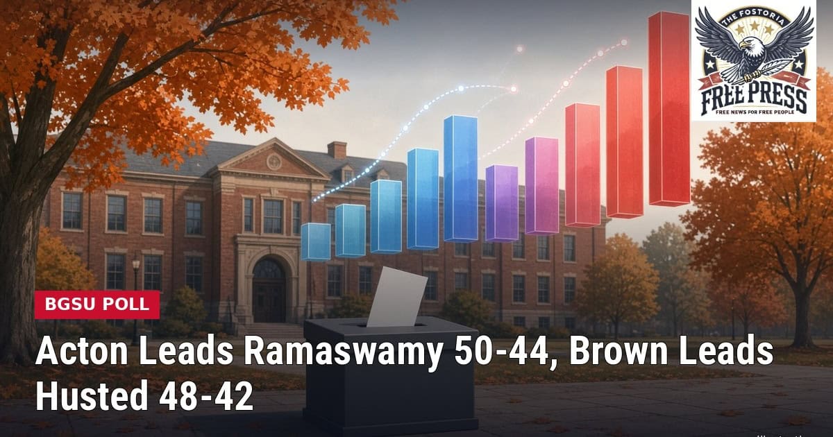 Fostoria News Graph showing political poll results with Ramaswamy leading.